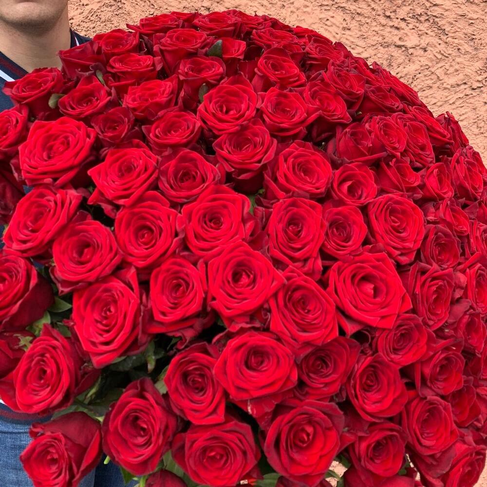Букет из 101 Розы Рэд Наоми, высота 55 см
